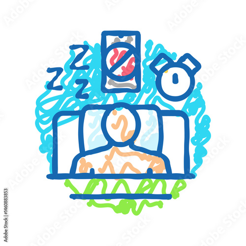 sleep hygiene mental health icon doodle illustration