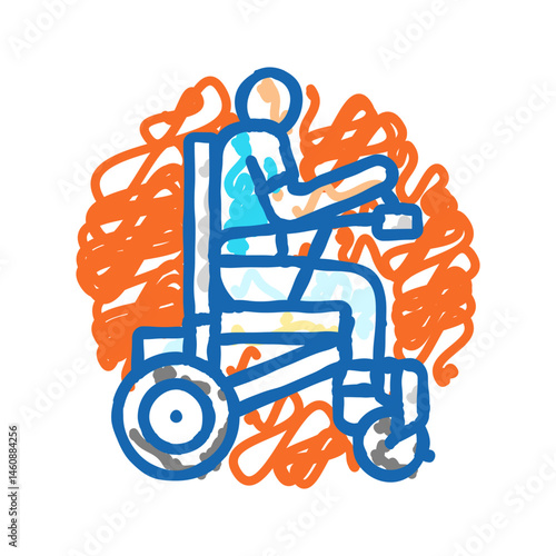 wheelchair mobility occupational therapist icon doodle illustration