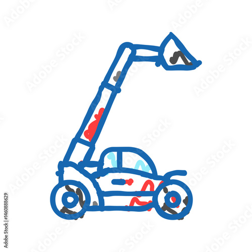 telescopic handler construction vehicle icon doodle illustration