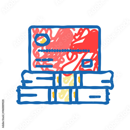 credit card money bank payment icon doodle illustration