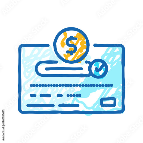 payment approved bank icon doodle illustration