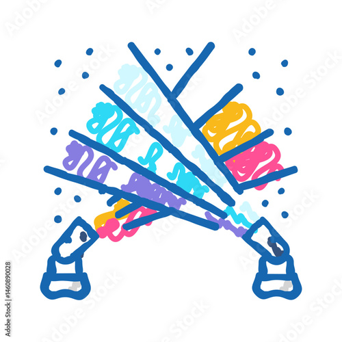 strobe lights disco party icon doodle illustration