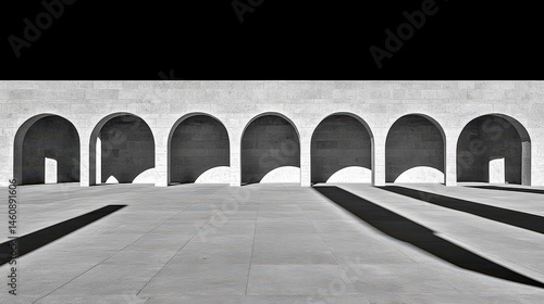 Minimalist Architecture  Modern Archway Courtyard  Abstract Grey Design