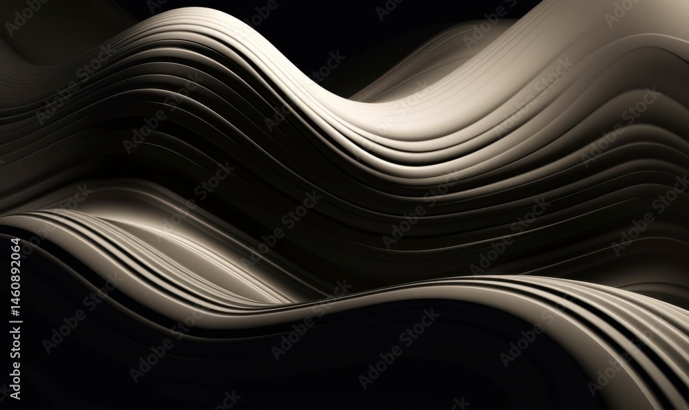 Abstract Waves of Light and Shadow in Smooth Flowing Form Abstract Waves of Light and Shadow in Smooth Flowing Form