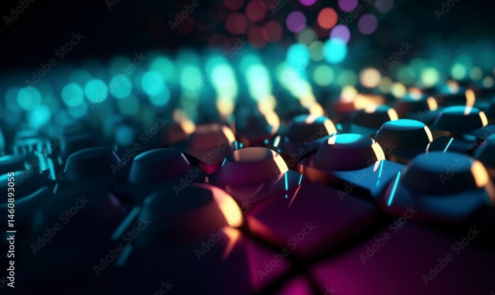 Obraz premium Abstract Colorful 3D Hexagonal Pattern with Light Reflections