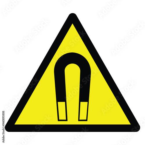 Strong magnetic field warning sign , vector illustration