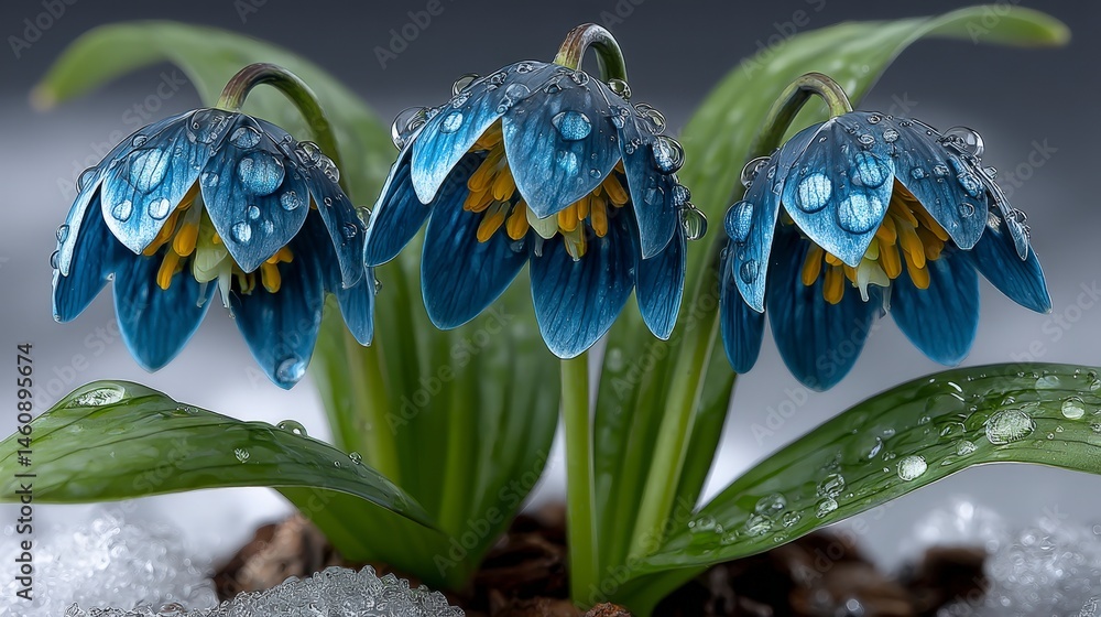 Stunning Bluebells in Springtime Dew Drops Minimalist Floral Macro Photography