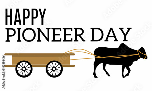 Pioneer day background, with oxen pulling a wagon, suitable for pioneer day events in the United States