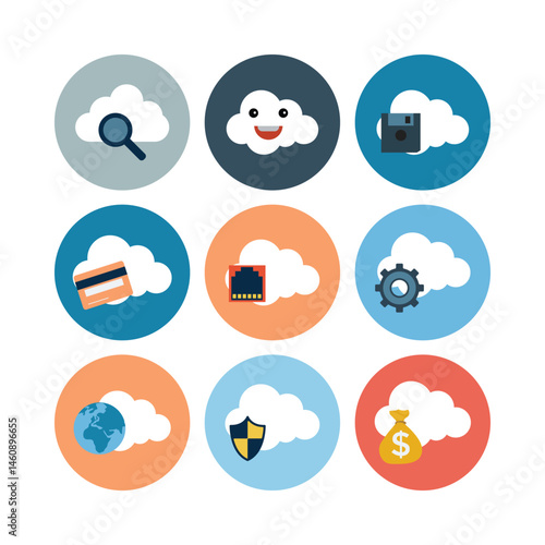 Cloud Computing Services And Technology Solutions Icon Set For Modern Digital Infrastructure And Data Management