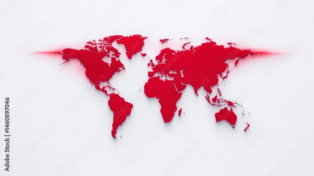 Global Red Map World Geography Minimalist Design International Background