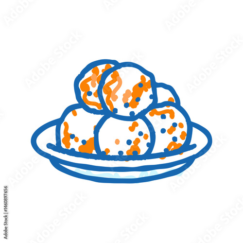 loukoumades greek cuisine icon doodle illustration