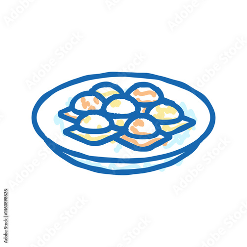 ravioli pasta italian cuisine icon doodle illustration
