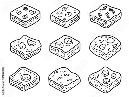 Handcrafted Focaccia Food Line Art for Modern Designs