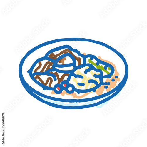 ossobuco stew italian cuisine icon doodle illustration