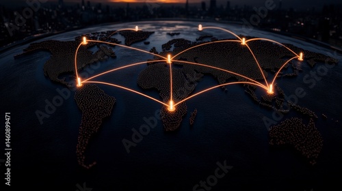 Obraz na płótnie Global Network Connections Worldwide Business Communication Data Transfer w salonie