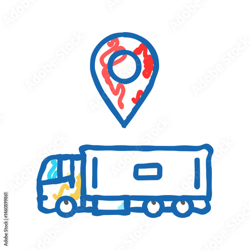 truck map location icon doodle illustration