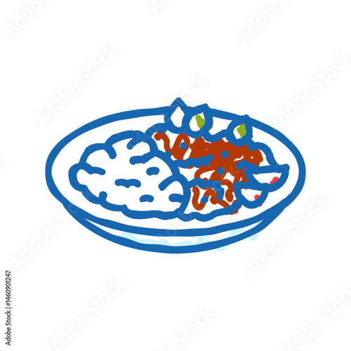 iskender kebab turkish cuisine icon doodle illustration