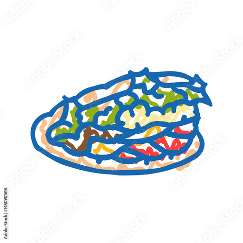 doner kebab turkish cuisine icon doodle illustration
