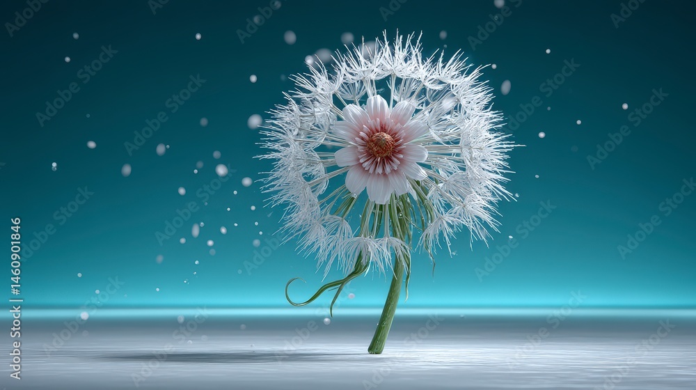 Serene Dandelion Seed Head Minimalist Nature Photography Soft Pastel Colors Peaceful Sc