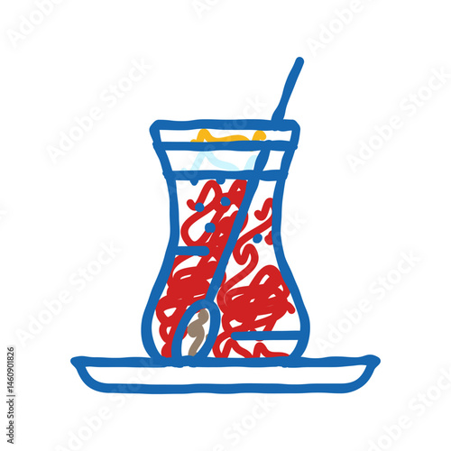 tea tea turkish cuisine icon doodle illustration
