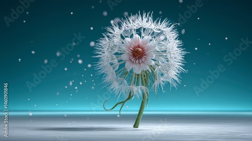 Obraz na płótnie Serene Dandelion Seed Head Minimalist Nature Photography Soft Pastel Colors Peaceful Sc w salonie