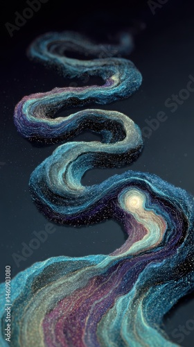 Intricate, swirling design with layered colors and textures.