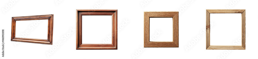 Various wooden frames arrangement on dark, cut out transparent Various wooden frames arrangement on dark, cut out transparent