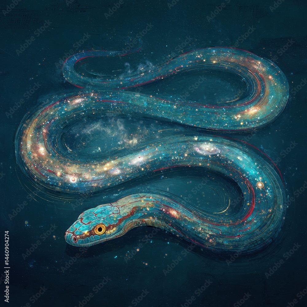 Cosmic serpent,  a  fantastical  illustration  of  a  snake.