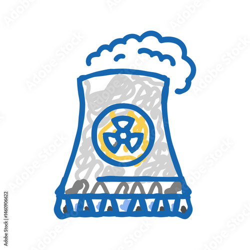 cooling tower nuclear energy icon doodle illustration
