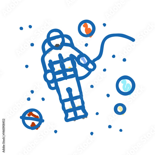 spacewalk space exploration icon doodle illustration