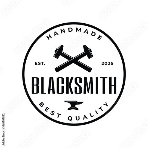 vintage blacksmith logo vector illustration badge design
