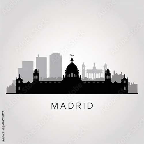 Madrid Skyline Silhouette — Spanish Capital City Vector Illustration