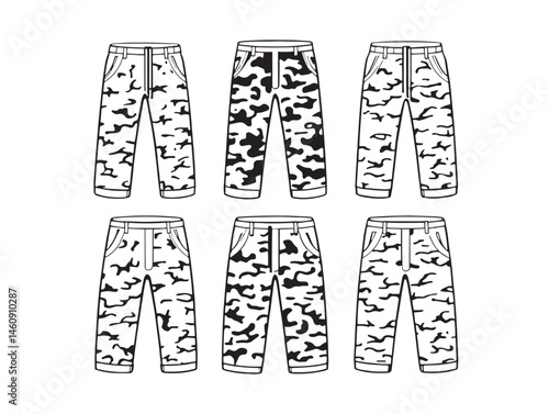 camo pants contour drawing ideal for textile artwork