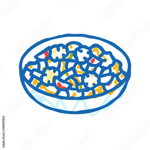 sweet and sour pork chinese cuisine icon doodle illustration