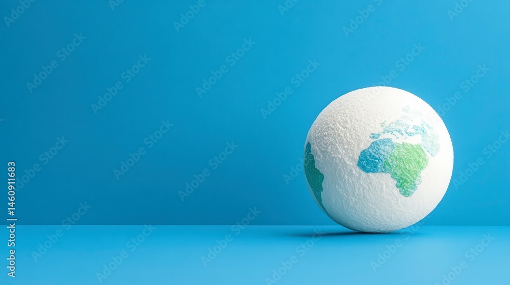 Frozen Planet Earth Globe Minimalist Climate Change Concept