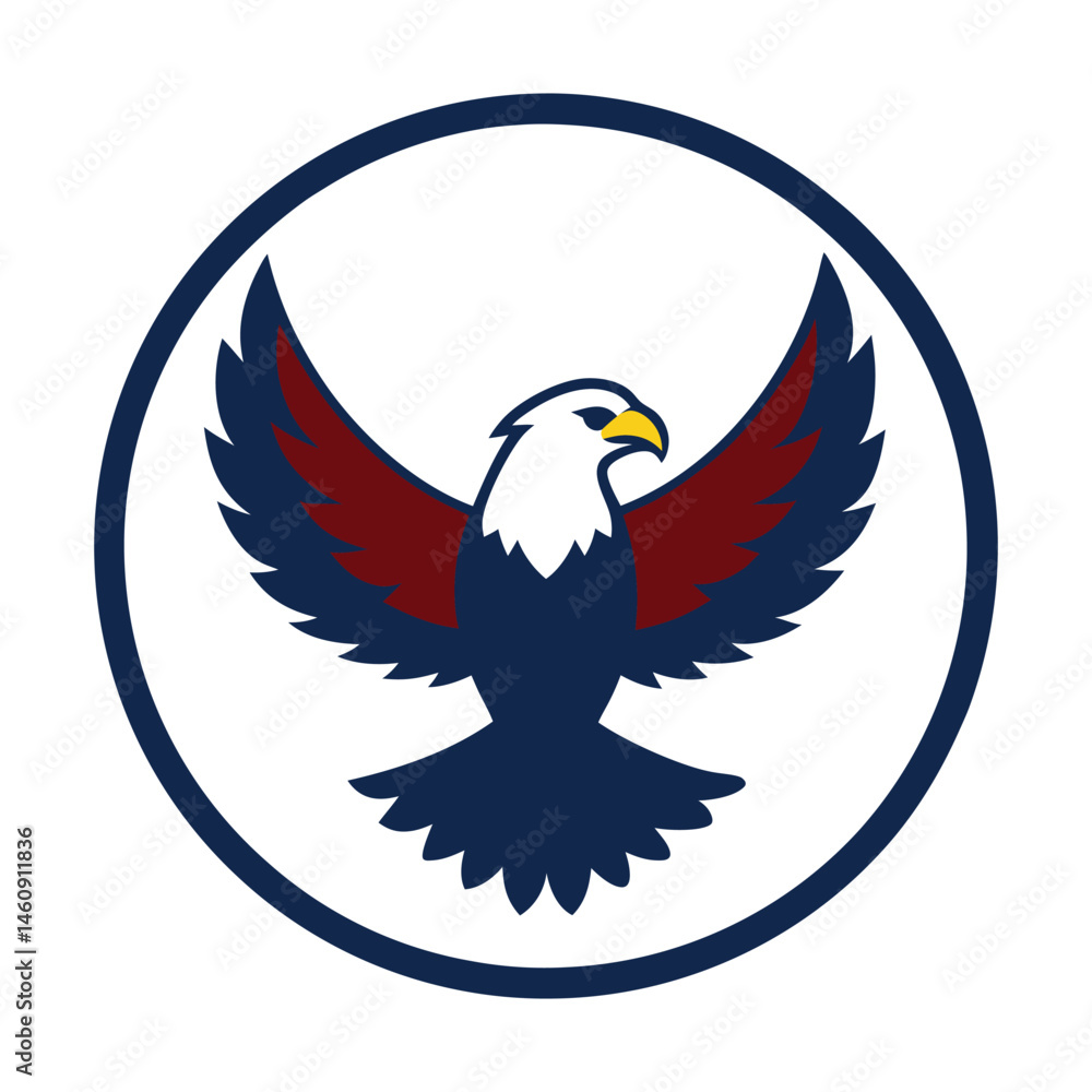 Obraz premium American bald eagle symbol within a blue circle suitable for patriotic branding purposes