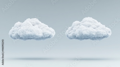Obraz na płótnie Fluffy White Clouds 3D Render Minimalist Isolated Background Design Element w salonie