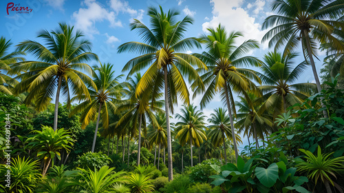 Wallpaper Mural Tropical Palm Trees with Lush Greenery in a Serene Island Setting Torontodigital.ca