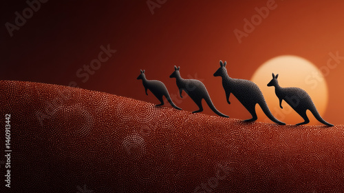 Kangaroos Against the Sunse...