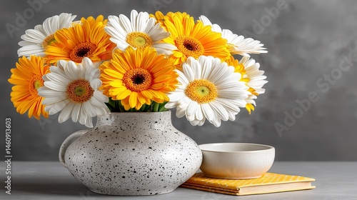 Spring Gerbera Daisies in Vase  Minimalist Flower Arrangement  Home Decor