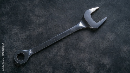 Obraz na płótnie Steel Wrench on Dark Surface Repair Tool Maintenance Mechanic w salonie