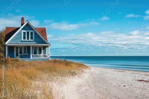 Fototapeta Naklejka Na Ścianę i Meble -  Quaint beach cottage, sunny day
