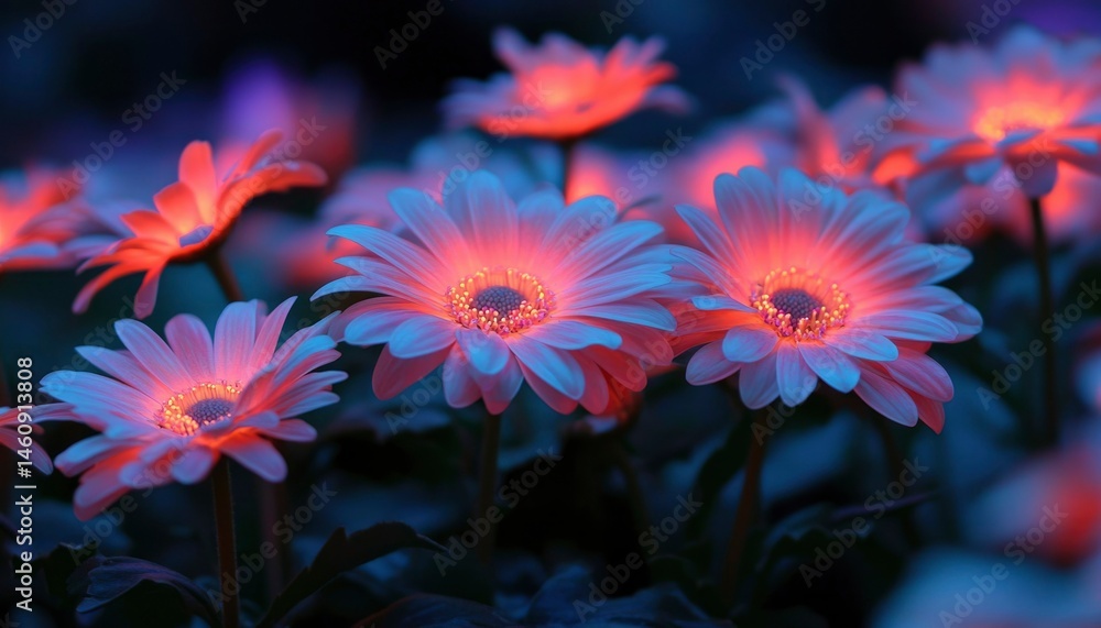 Illuminated flowers at night Illuminated flowers at night