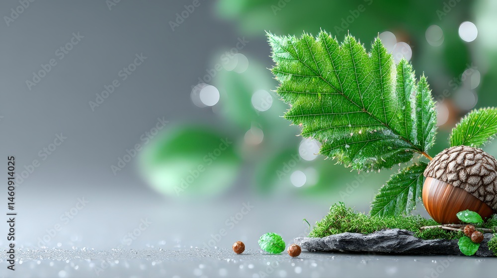 Hazelnut Leaf Moss Nature Still Life Minimalist Food Photography