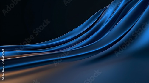 Obraz na płótnie Abstract Blue Draped Fabric Elegant Dark Background Texture 3D Render Minimalist Design w salonie