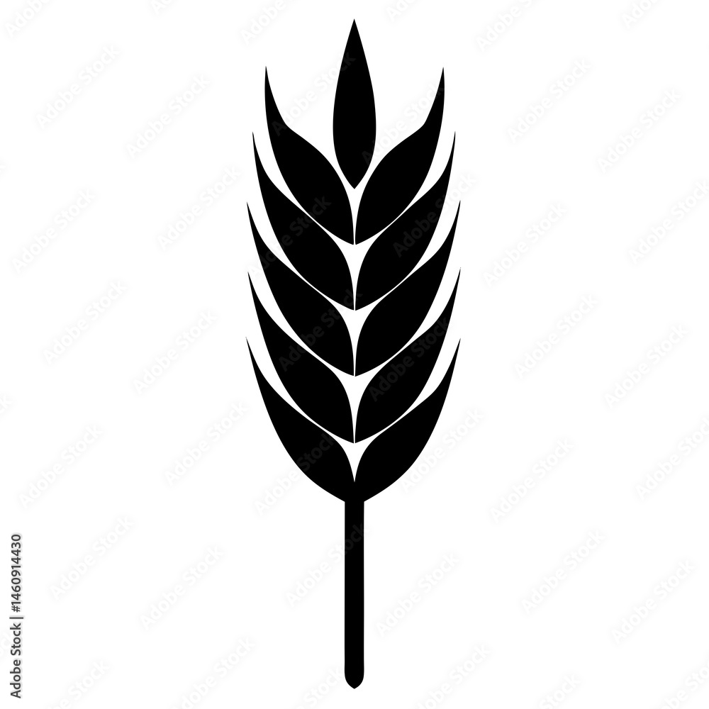 Minimalist Black and White Wheat Stalk Silhouette – Agricultural Graphic Icon Minimalist Black and White Wheat Stalk Silhouette – Agricultural Graphic Icon