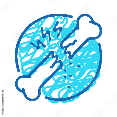 brittle bone osteoporosis bone icon doodle illustration