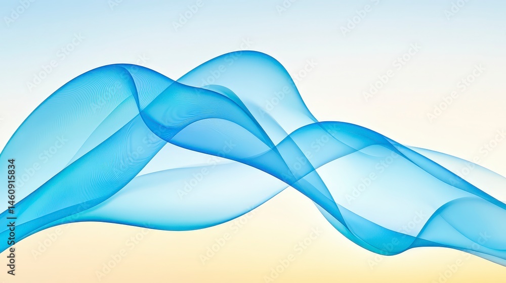 Abstract Blue Waves Flowing Design Smooth Curves Serene Background Elegant Texture Mi