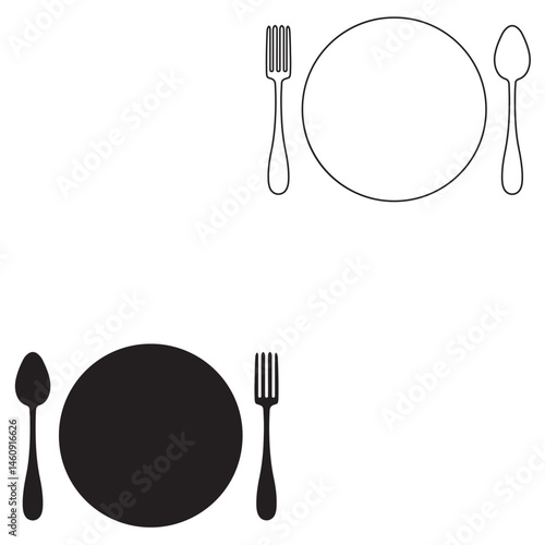 Cutlery silhouette, Cutlery vector, Cutlery illustration, silhouette, set icon, silhouette, Cutlery
