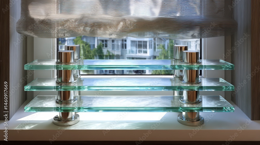 Modern Glass Shelves Window Display Minimalist Interior Design Home Decor